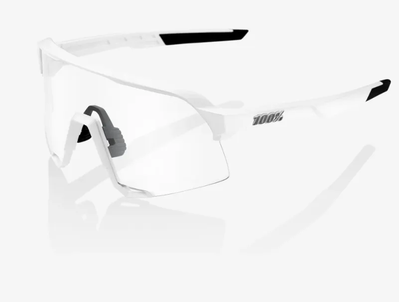 100% S3 Matte White Cycling Sunglasses - Hyper Silver Mirror Lens