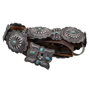 1920's Sterling Silver and Turquoise Belt