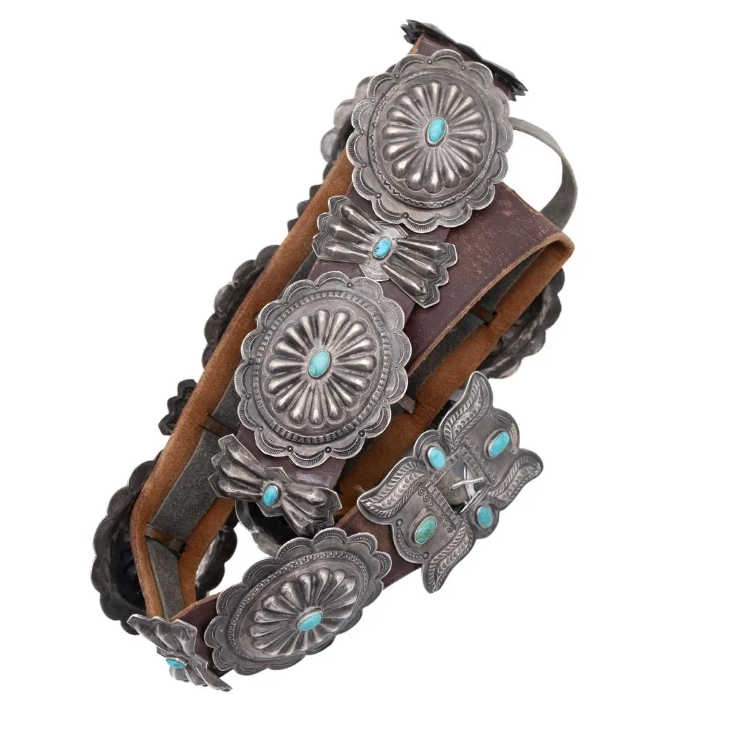 1920's Sterling Silver and Turquoise Belt