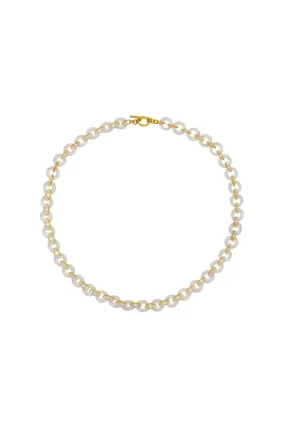 22K Yellow Gold Rose Quartz 17" Precious Links Necklace