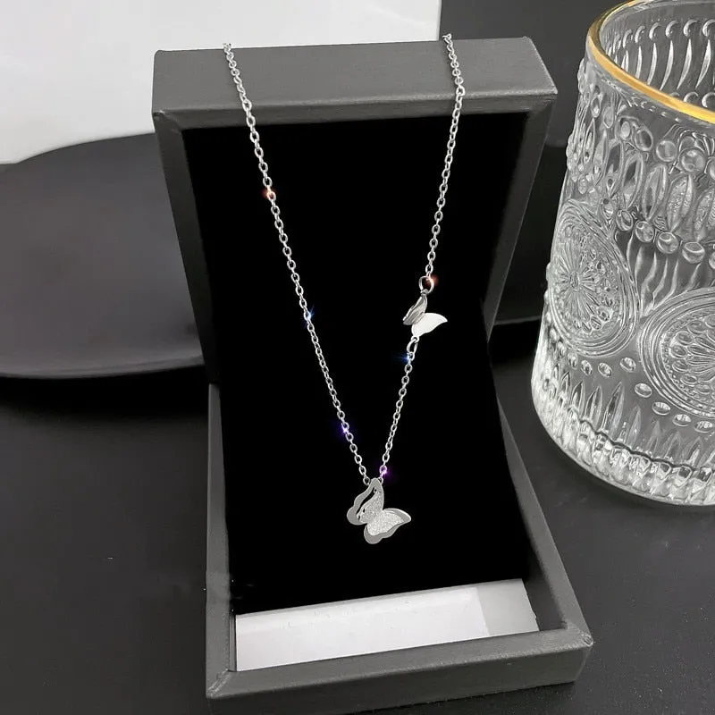 316L Stainless Steel Charming Butterfly Pendant Necklace for Women