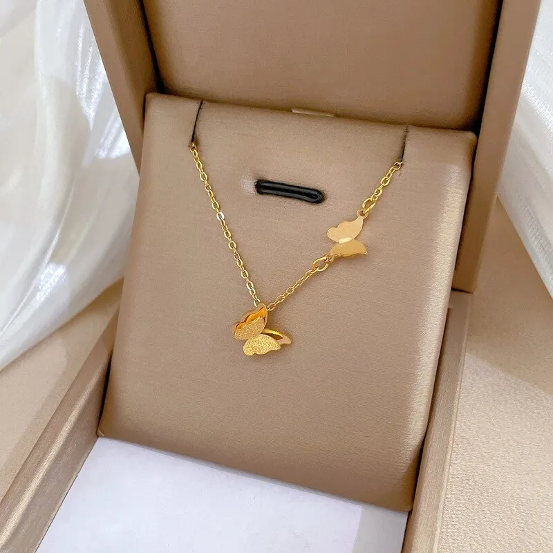 316L Stainless Steel Charming Butterfly Pendant Necklace for Women