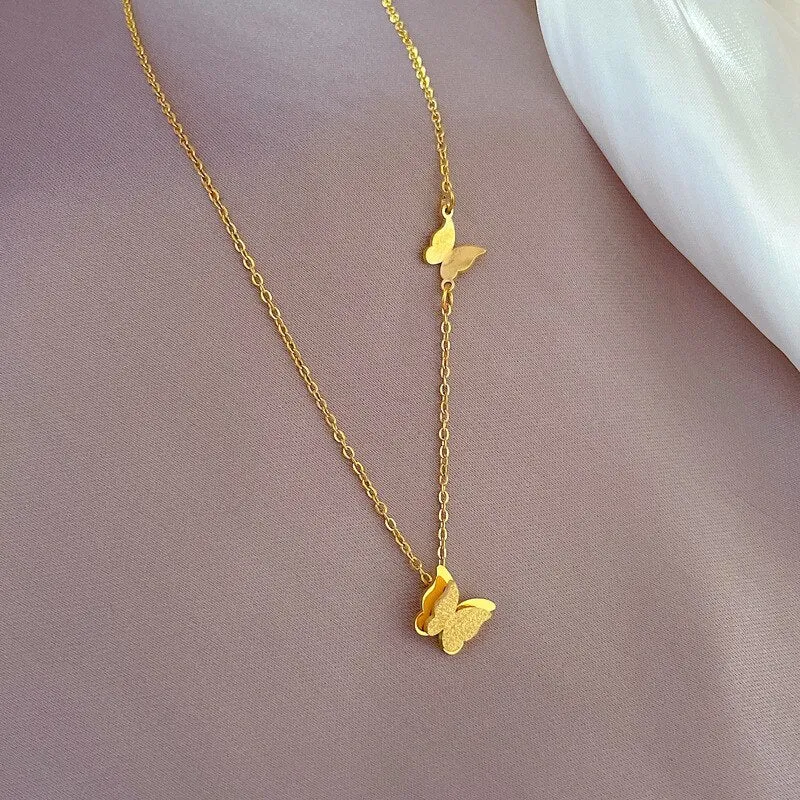 316L Stainless Steel Charming Butterfly Pendant Necklace for Women