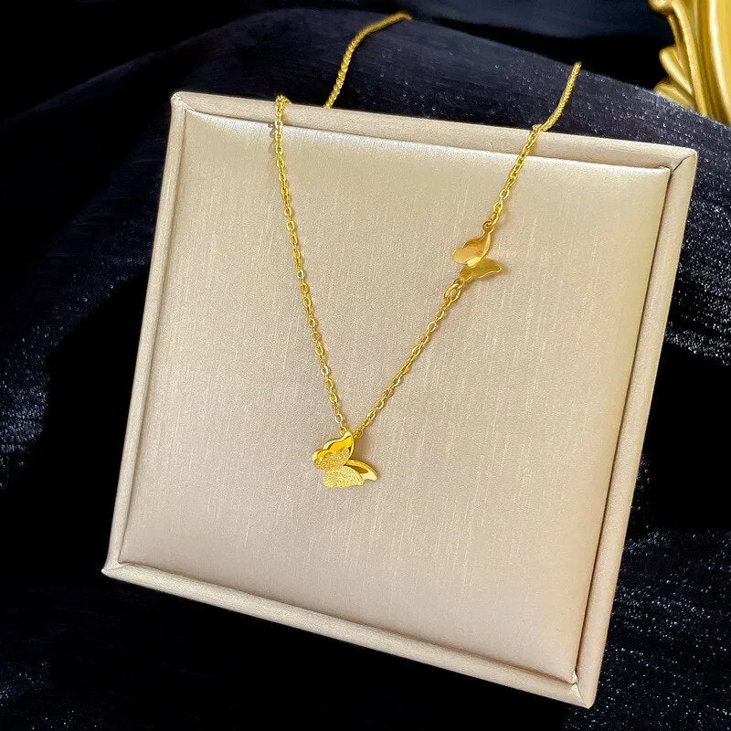 316L Stainless Steel Charming Butterfly Pendant Necklace for Women