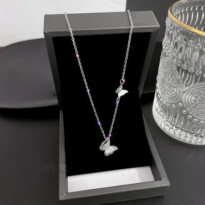 316L Stainless Steel Charming Butterfly Pendant Necklace for Women