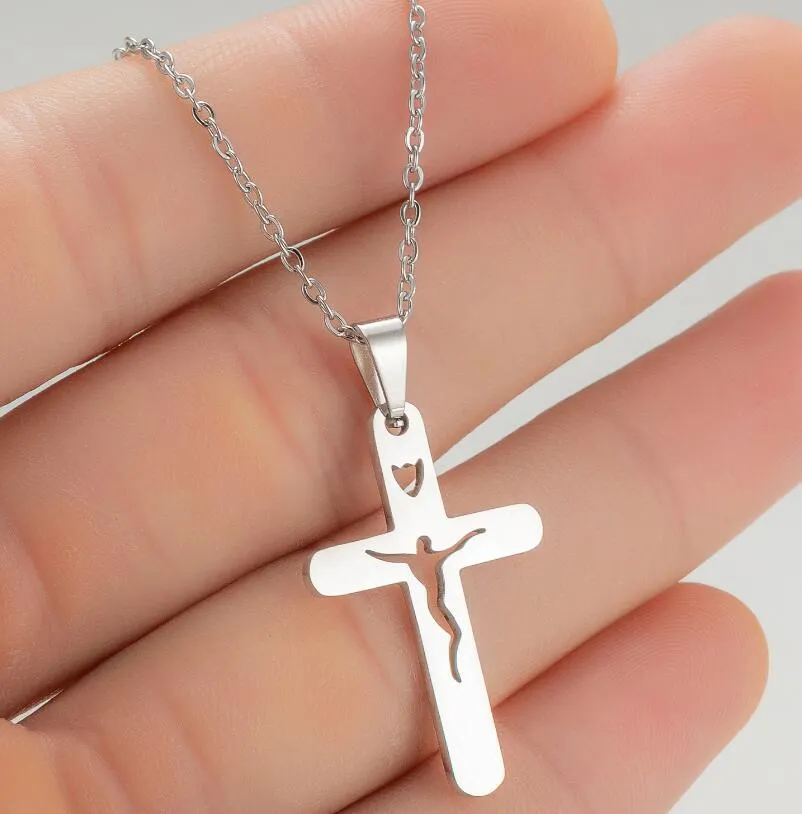 316L Stainless Steel Necklace Simple Classic Fashion Jesus Cross Antique Chain Necklaces