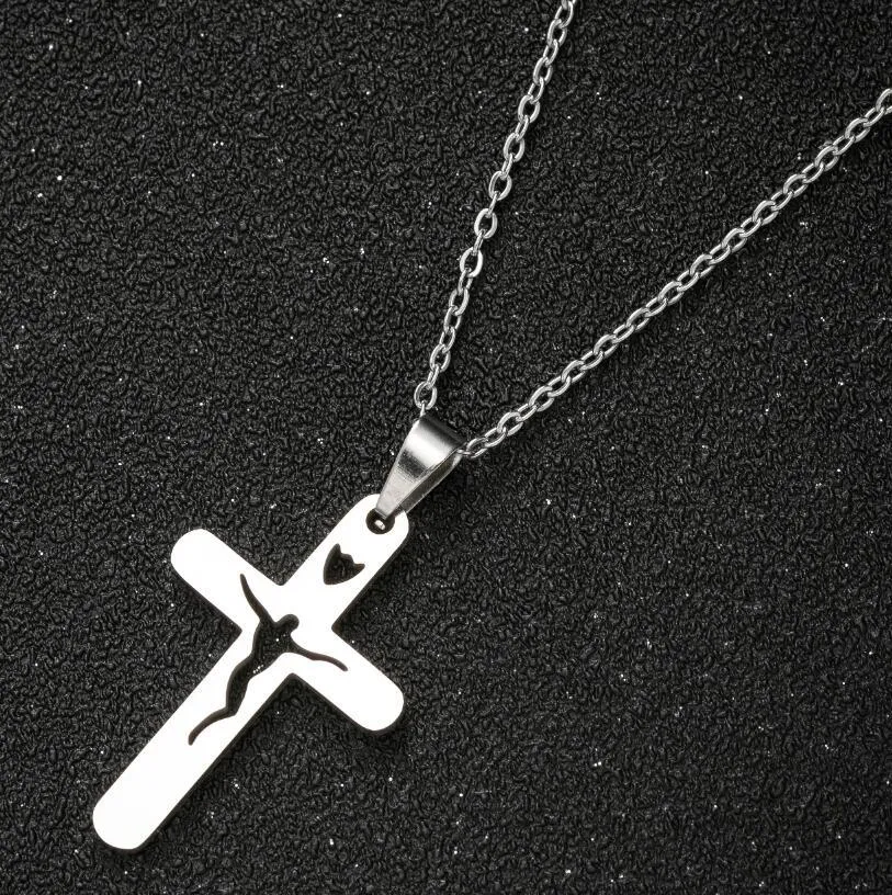 316L Stainless Steel Necklace Simple Classic Fashion Jesus Cross Antique Chain Necklaces