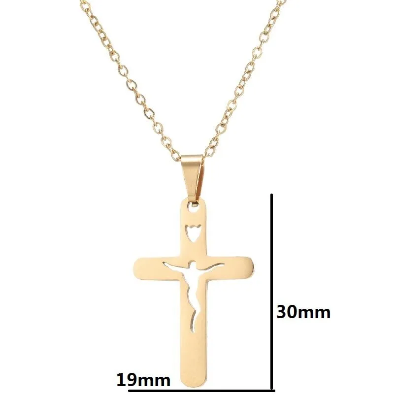 316L Stainless Steel Necklace Simple Classic Fashion Jesus Cross Antique Chain Necklaces