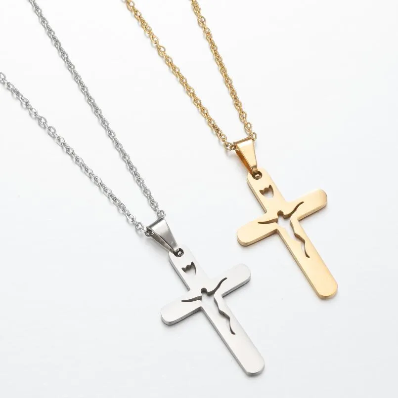 316L Stainless Steel Necklace Simple Classic Fashion Jesus Cross Antique Chain Necklaces