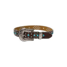 3D Belt Kid's Angel Ranch Turquoise Studs Crown Belt