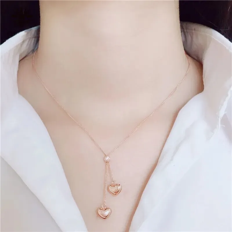 585 Purple Gold Heart Pendant Necklace