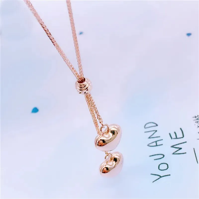 585 Purple Gold Heart Pendant Necklace