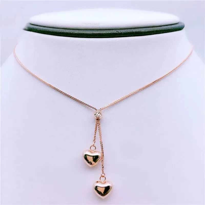 585 Purple Gold Heart Pendant Necklace