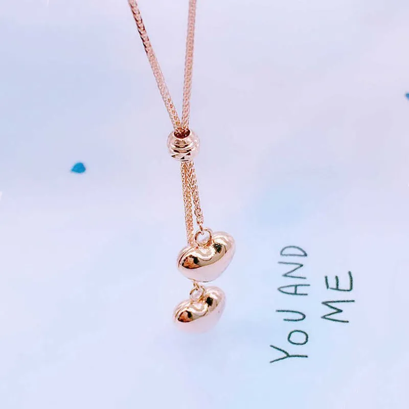 585 Purple Gold Heart Pendant Necklace
