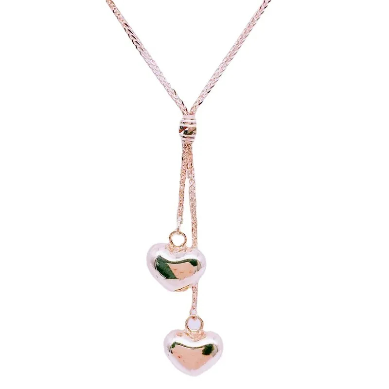 585 Purple Gold Heart Pendant Necklace