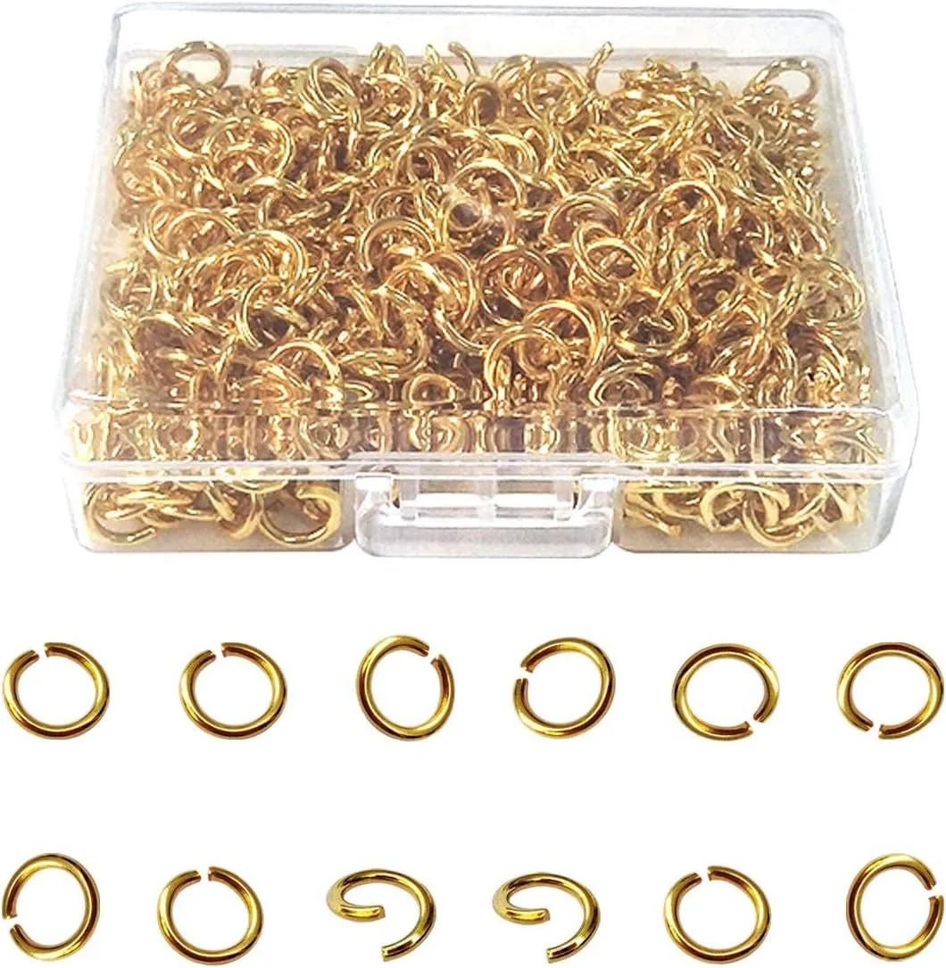 600 Pcs Gold Plated Jump Rings Split Rings Circle Clasp Connecting Rings Jewelry Necklace Bracelet Pendant Choker Charm Loops DIY Craft Earring Making Supplies (6 Mm)