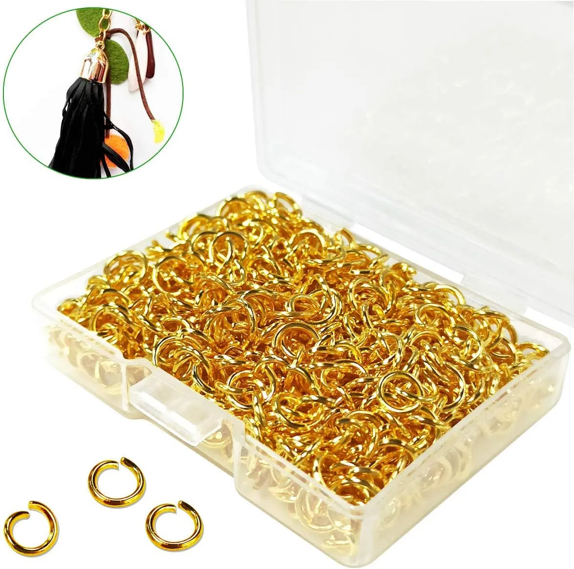 600 Pcs Gold Plated Jump Rings Split Rings Circle Clasp Connecting Rings Jewelry Necklace Bracelet Pendant Choker Charm Loops DIY Craft Earring Making Supplies (6 Mm)