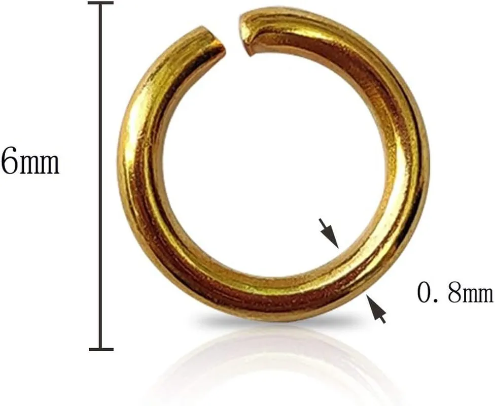 600 Pcs Gold Plated Jump Rings Split Rings Circle Clasp Connecting Rings Jewelry Necklace Bracelet Pendant Choker Charm Loops DIY Craft Earring Making Supplies (6 Mm)