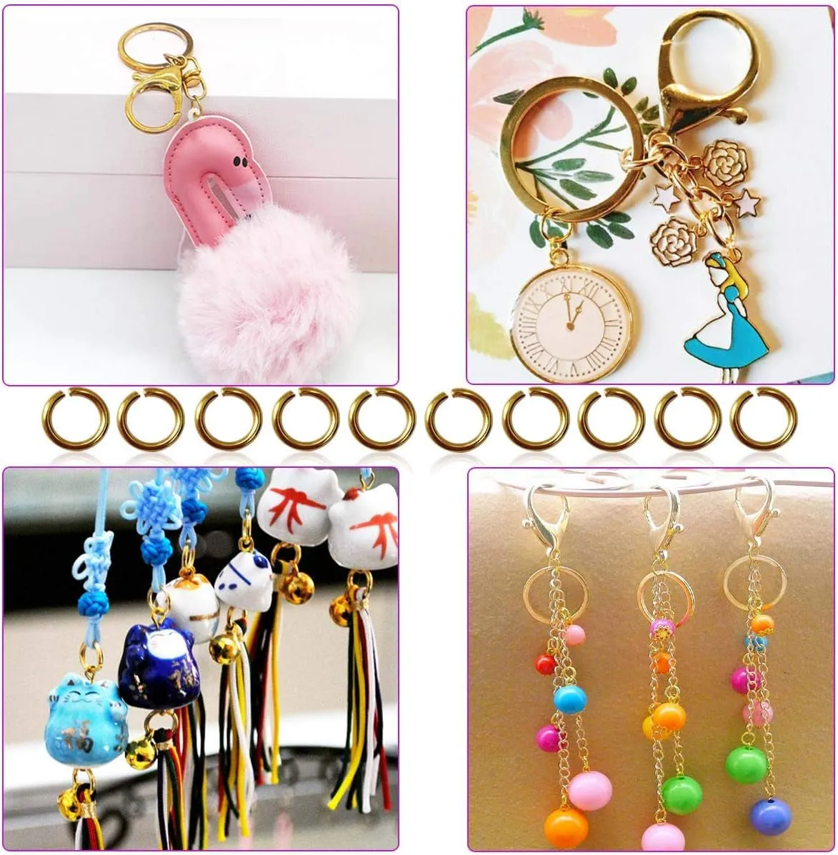 600 Pcs Gold Plated Jump Rings Split Rings Circle Clasp Connecting Rings Jewelry Necklace Bracelet Pendant Choker Charm Loops DIY Craft Earring Making Supplies (6 Mm)