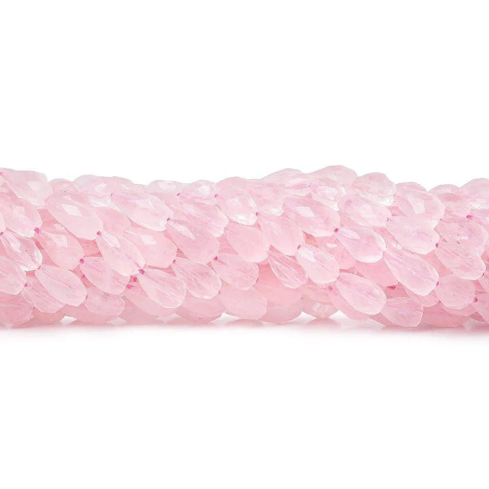 7-9mm Rose Quartz Faceted Teardrop Beads 14 inch 43 beads