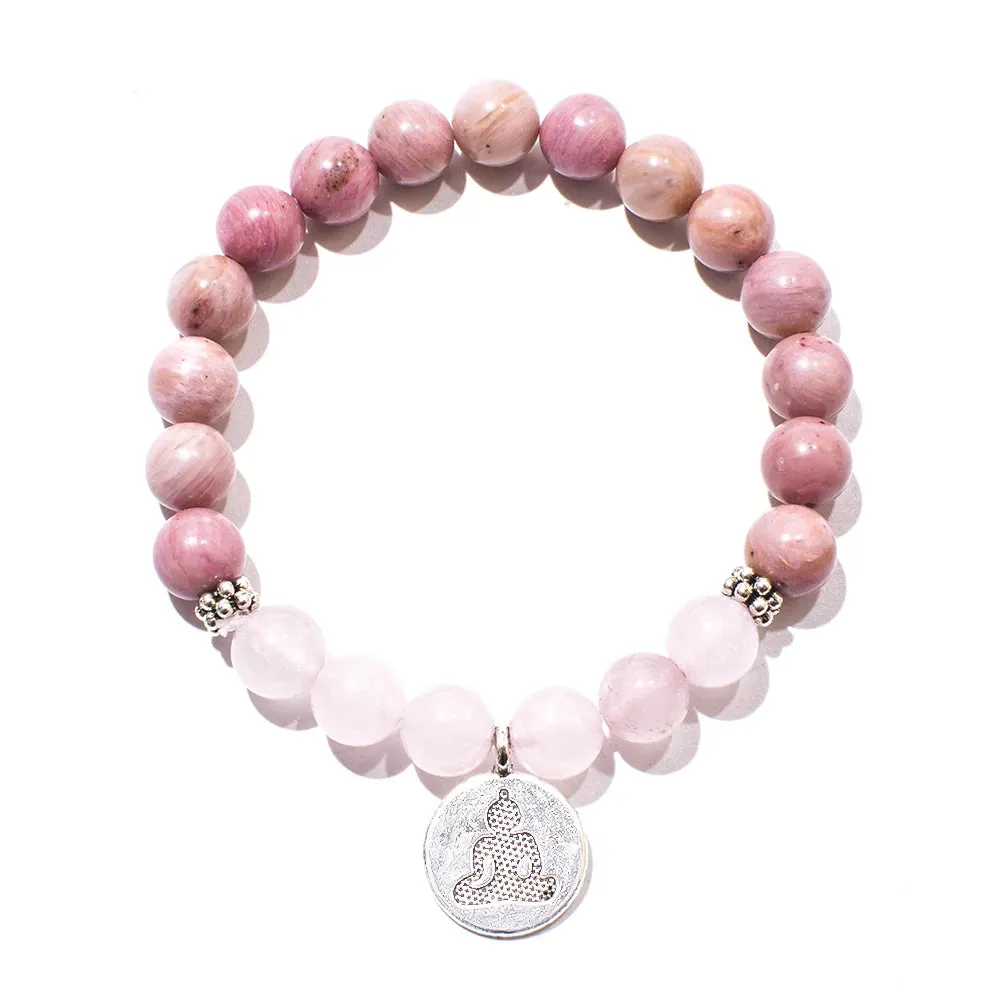 8mm Rhodochrosite Rose Quartz Beads 108 Mala Necklace Meditation