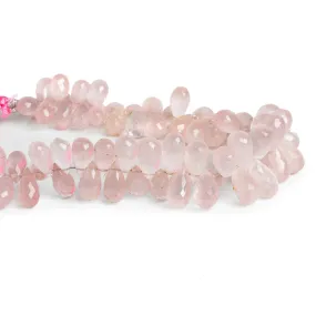 9x5mm Rose Quartz Faceted Teardrops 6 inch 60 beads