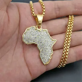 African Map GOLD Necklaces Pendants