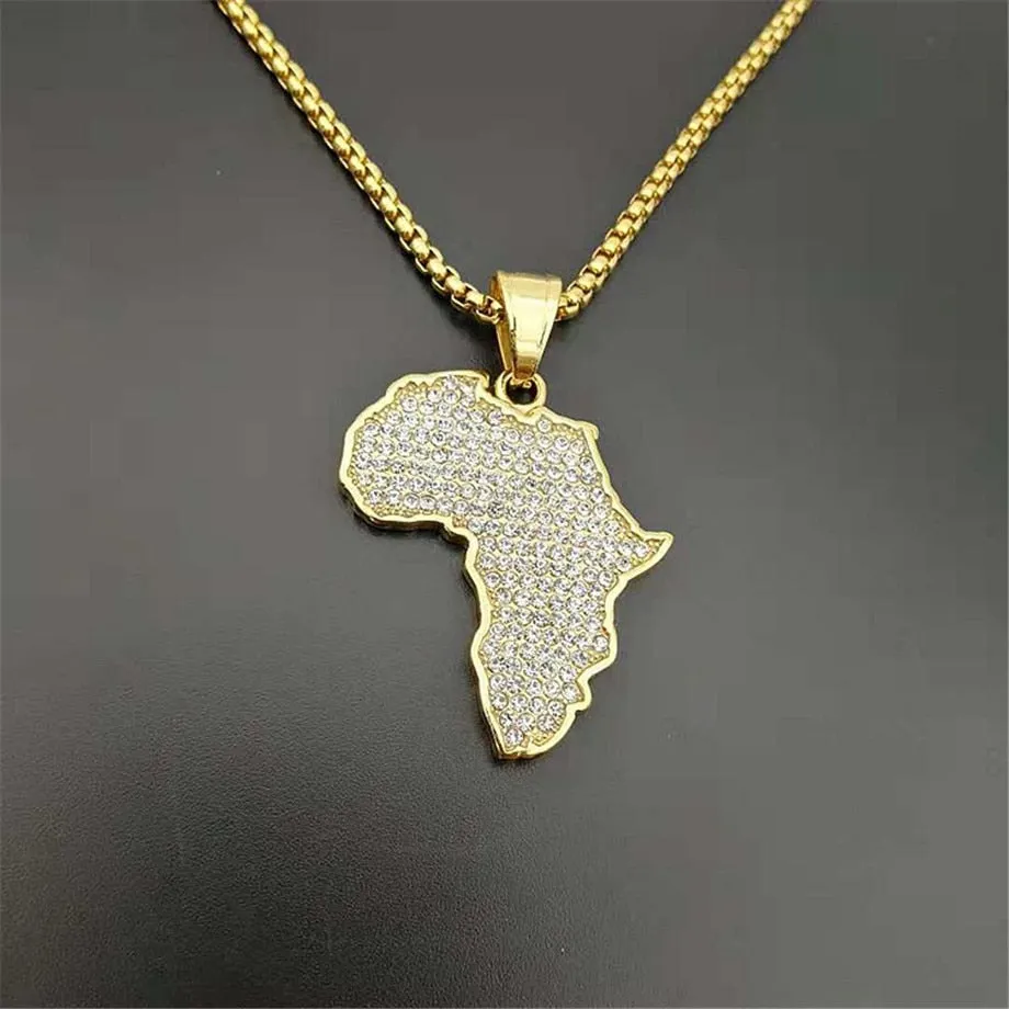 African Map GOLD Necklaces Pendants