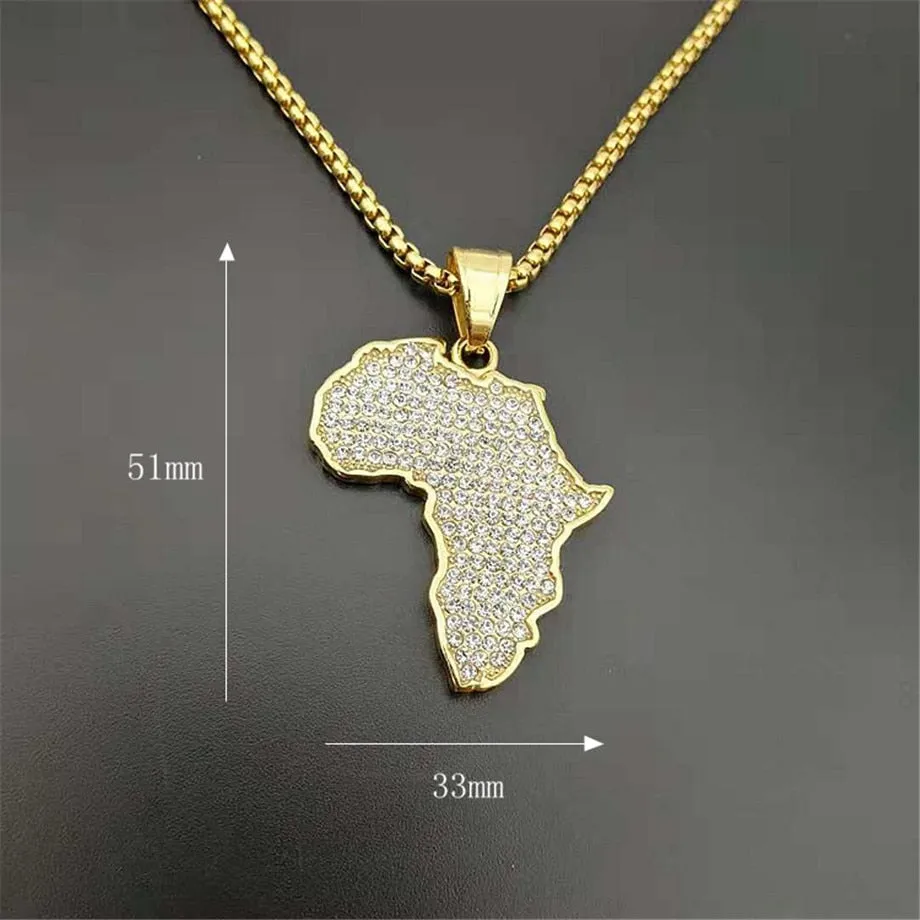 African Map GOLD Necklaces Pendants