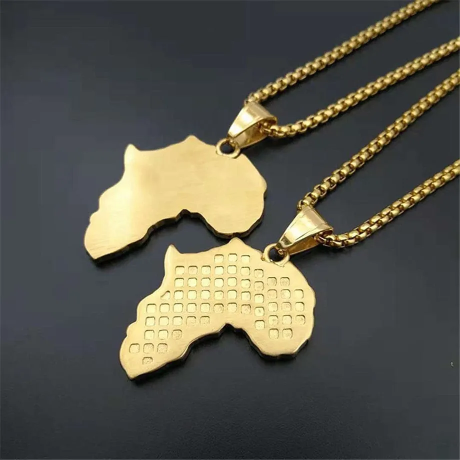 African Map GOLD Necklaces Pendants