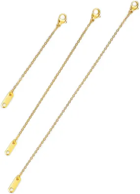 Altitude Boutique 18k Gold Plated Necklace Extenders Delicate Necklace Extender Chain Set for Women 3 Piece Set, Extensions 2", 4", 6" Inches Hypoallergenic in Gold, Rose Gold, or Silver