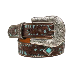 Ariat Girl's Leather Tooled Floral Concho Belt