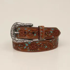 Ariat Ladies Floral w/ Turquoise underlay Western Belt