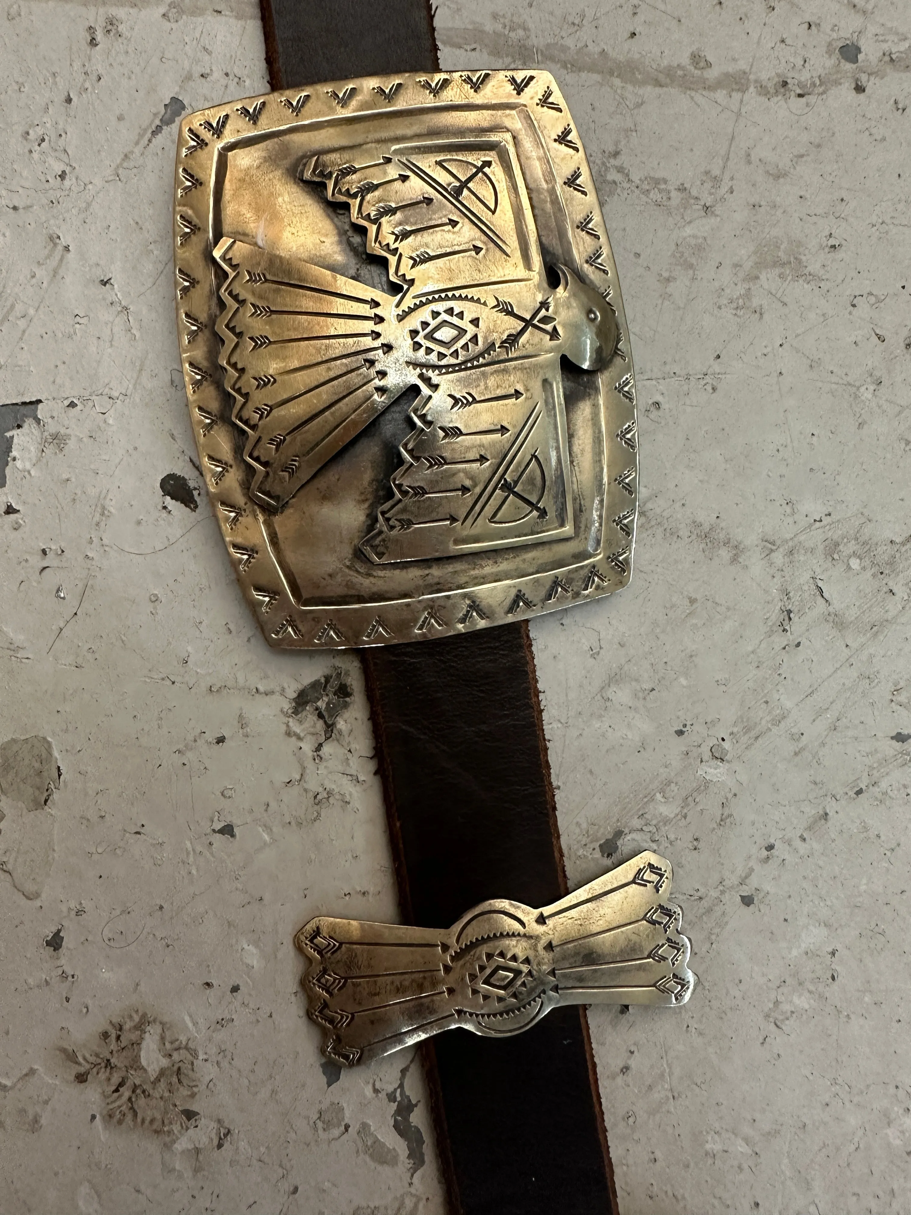 Authentic Turquoise & Black Onyx Etched Silver Concho Leather Belts