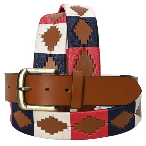 BAR H EQUINE Western Genuine Leather Men And Women Belt Embroidered Pink Blue & White