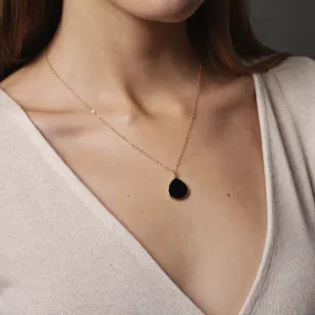 Black onyx gold drop necklace