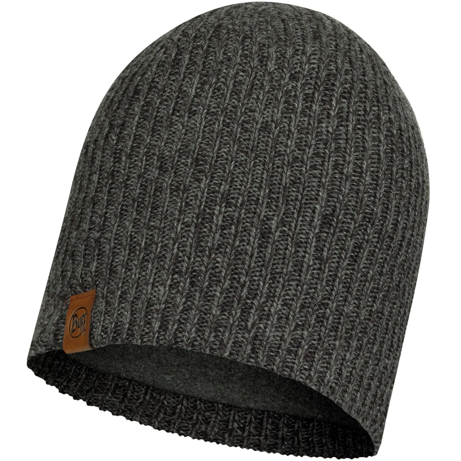 Buff Unisex Knitted Fleece Lined Beanie Hat - Grey