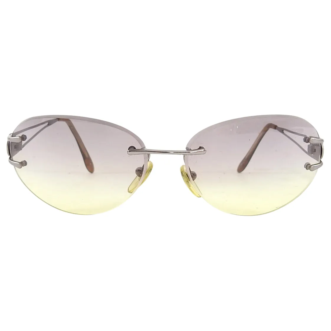 Bulgari Oval Grey to Yellow Gradient Frameless Sunglasses