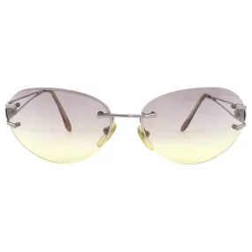 Bulgari Oval Grey to Yellow Gradient Frameless Sunglasses