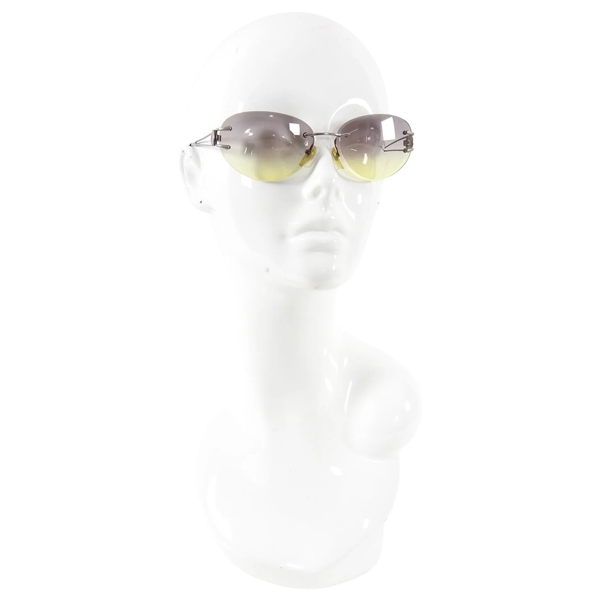 Bulgari Oval Grey to Yellow Gradient Frameless Sunglasses
