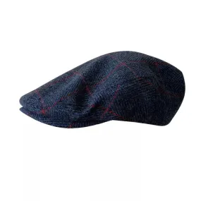 Carlow Retro Plaid Blue Wool Flat Cap