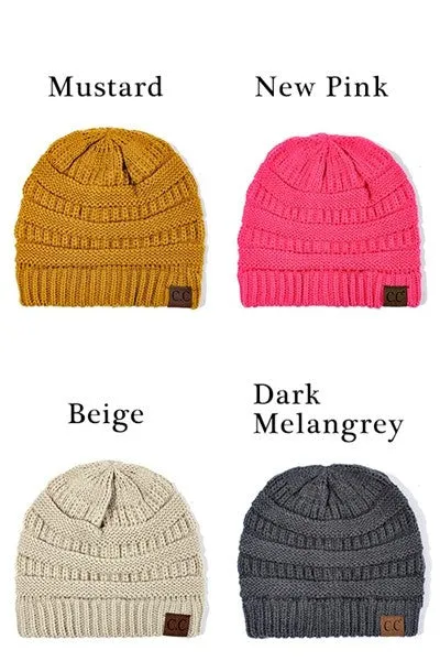 CC Beanie Solid Ribbed Beanie Hat