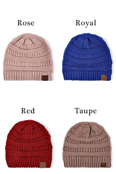 CC Beanie Solid Ribbed Beanie Hat