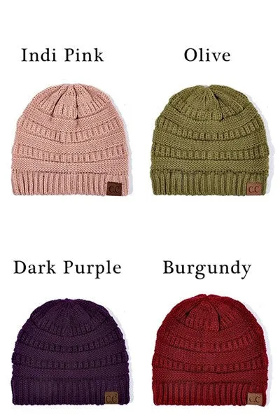 CC Beanie Solid Ribbed Beanie Hat