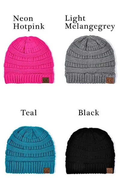 CC Beanie Solid Ribbed Beanie Hat