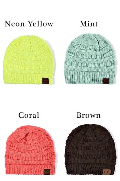 CC Beanie Solid Ribbed Beanie Hat