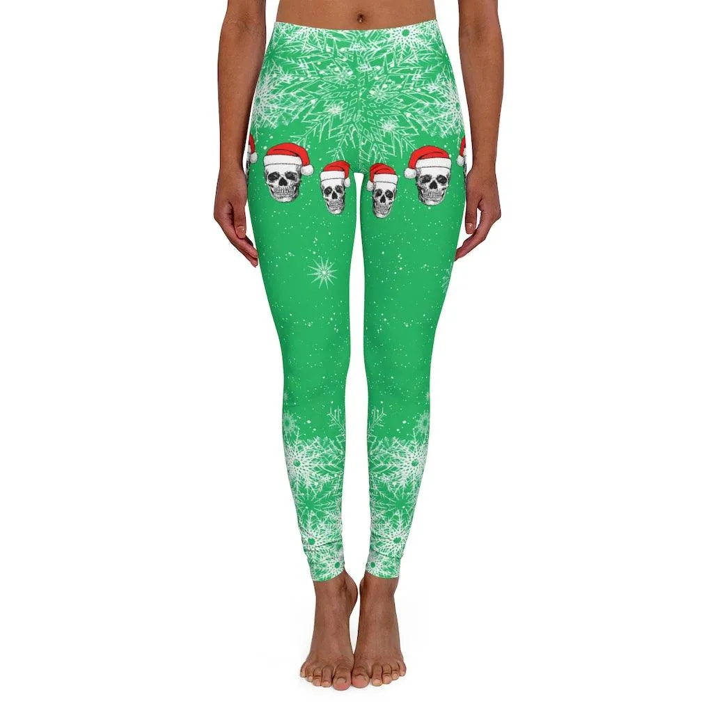 Christmas Skull Green Patterns Women's Spandex Leggings