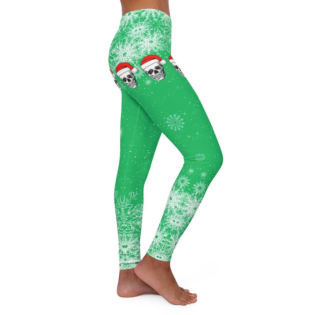 Christmas Skull Green Patterns Women's Spandex Leggings
