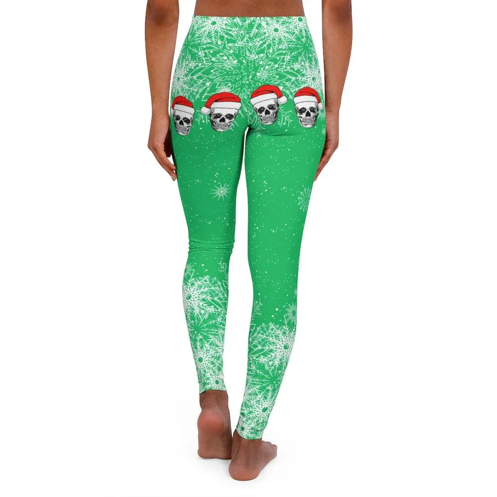 Christmas Skull Green Patterns Women's Spandex Leggings