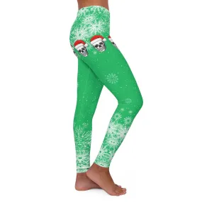 Christmas Skull Green Patterns Women's Spandex Leggings